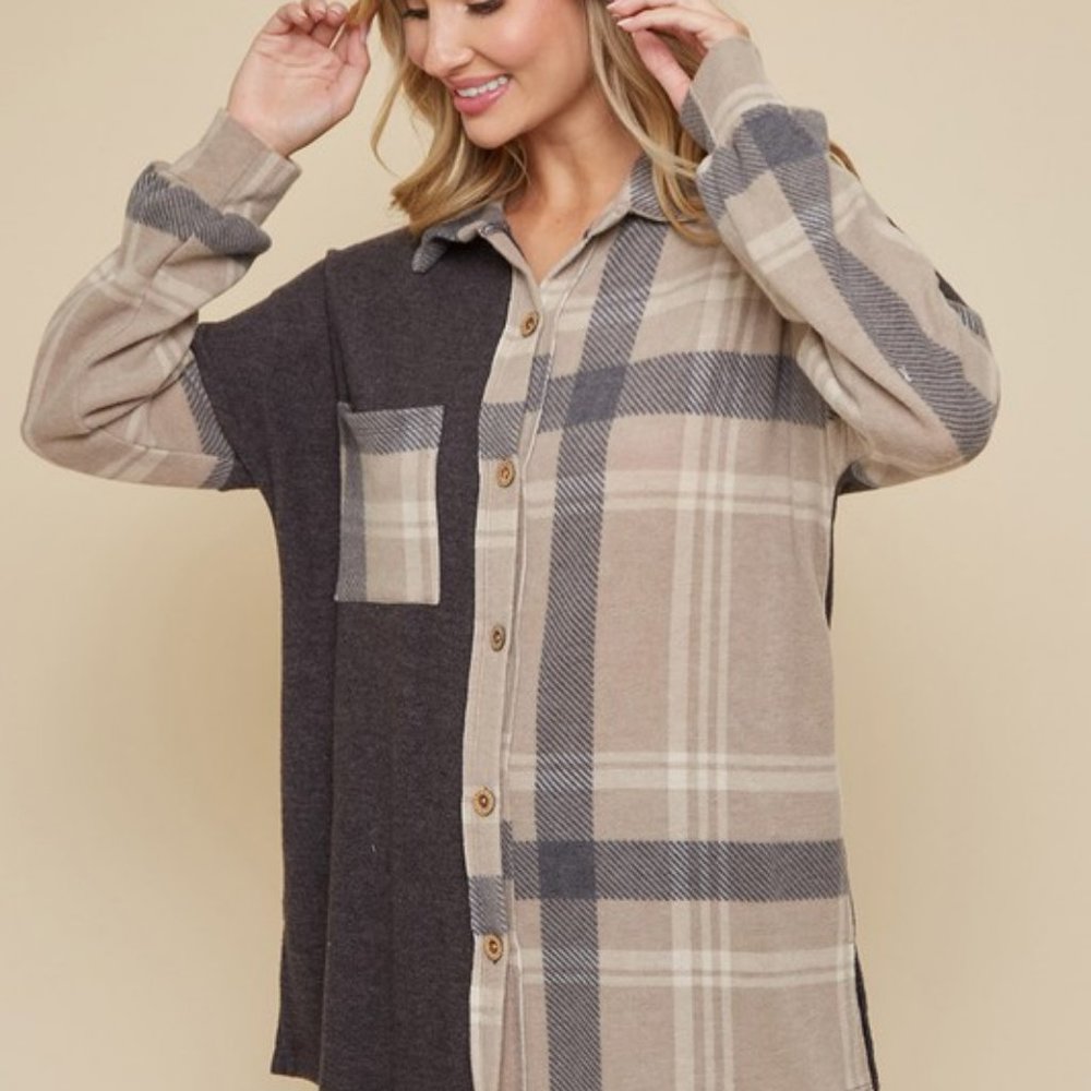 Plaid Colorblock Shacket